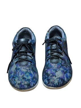 Alegria Womens ESS-314 Shoes Size 39-8.5 Floral Print Leather Upper Blue/Black